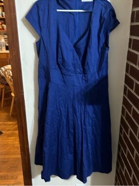 Women's Size 3xl Royal Blue Midi Fit-and-Flare Dress